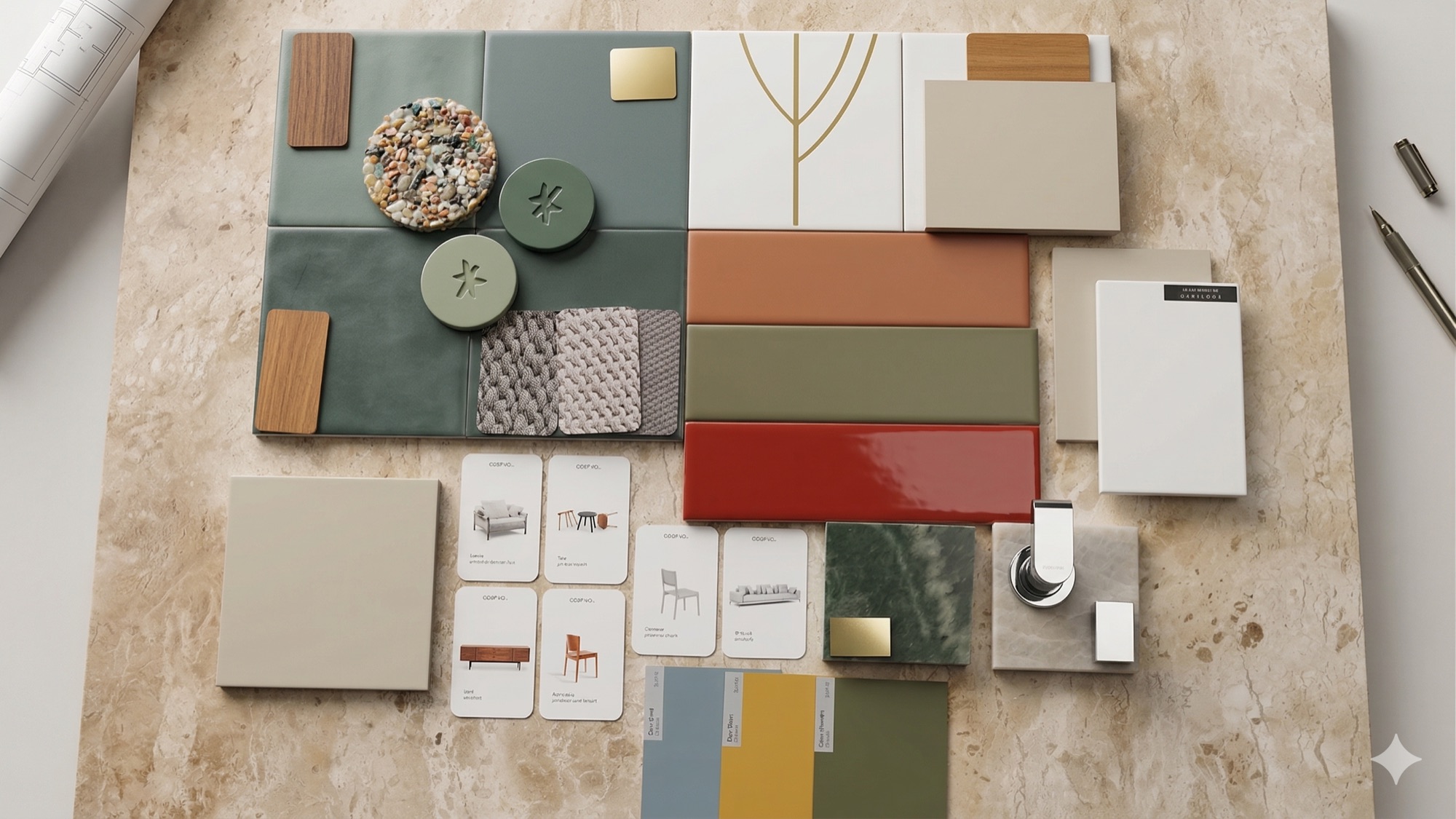 Paleta de materiais e referências do Studio Vanguarda